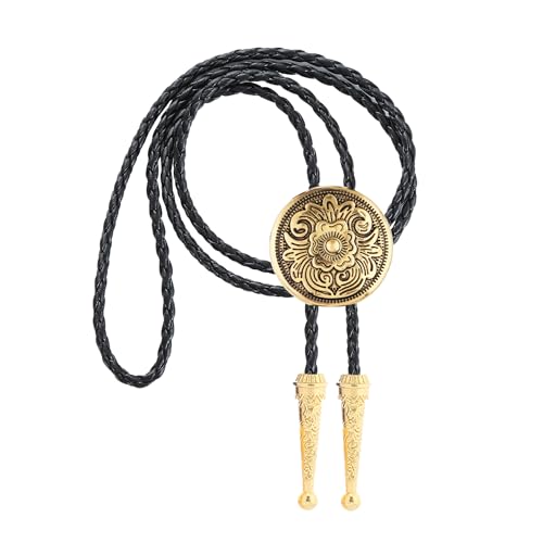 Image of GelConnie Floral Bolo Tie for Men Womens Bolo Tie Necklace Native American Black Men's Bolo Ties Western Cowboy Bolero Ties
