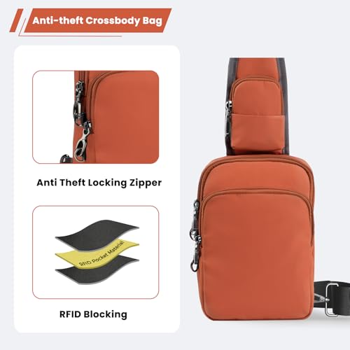 Image of Sling Bag, Crossbody Bag with Zipper Lock, RFID & Water Resistant for Women and Men Small Chest Bag for Travel Casual