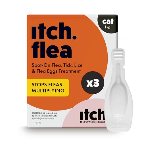 Itch | Flea & Tick Spot-On Treatment for Cats (1kg+) | Kills Fleas, Ticks, Lice & Eggs to Prevent Reinfestation | 3 Easy-Apply Pipettes