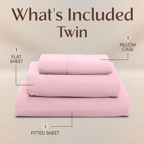 Image of Utopia Bedding Twin Sheet Set - 3 Piece Bed Sheets for Twin Size Bed, Soft and Breathable Microfiber, Includes 1 Fitted Sheet, 1 Flat Sheet and 1 Pillowcase - Oeko Tex (Crystal Pink)