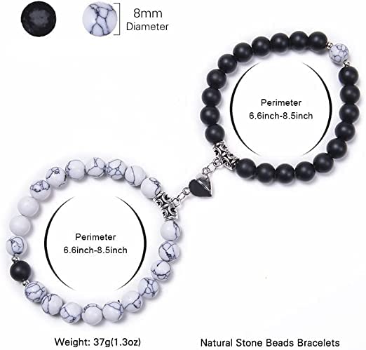 Magnetic Couples Chakra Bracelets, Long Distance Touch Love Bracelets & Necklace, Matching Bracelets for BFand GF, Friends4