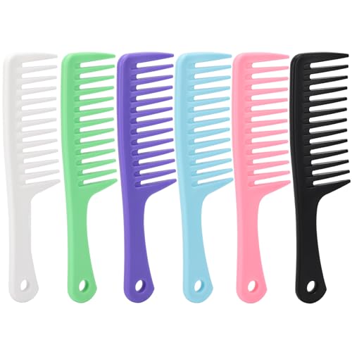 6 Peines de Dientes Anchos y Finos Multicolor 9.3x2.4 in miniatura 1