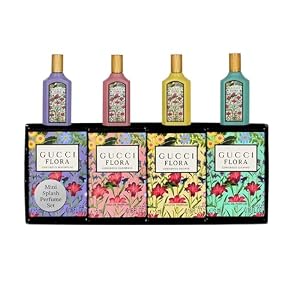 Gucci Perfume for Women Variety 4-Piece Mini Splash Travel Gift Set | Gorgeous Magnolia + Gorgeous Gardenia + Gorgeous Orchid + Gorgeous Jasmine