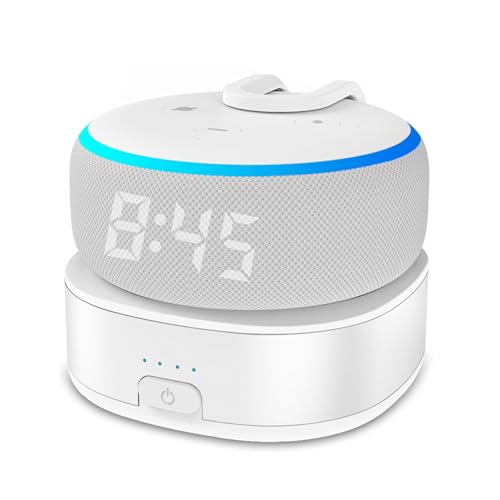 Fanxoo Base de alimentación ED3 para Echo Dot de 3ª generación, Potencia de Carga portátil para Alexa, Altavoz de Voz Accesorios de alimentación Auxiliar (no Incluye Echo Dot) (Blanco-10000)
