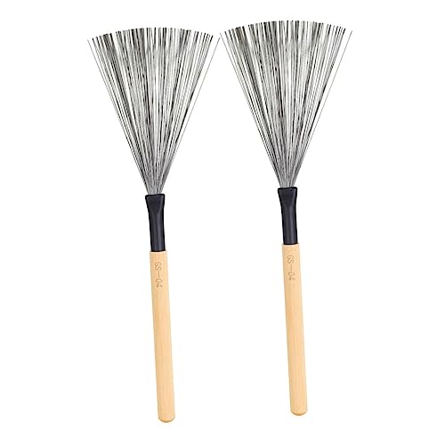 OFFSCH 2 Pcs Steel Drum with Wooden Handles Wire for Jazz Drums Ideal for Drummers and Percussionists and Lightweight Design