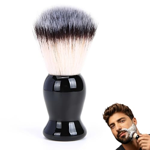 MUNZE 1 Jabón Afeitar Hombre Brocha Profesional Para Barba, Cepillo Espuma Negro 10.5Cm, Accesorio Regalo