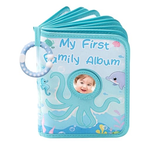 Álbum de fotos para bebé, primer libro de recuerdos familiares | Tela suave con diseño de pulpo, álbum de fotos para 10 x 15 cm, imágenes para niños, abuelos, padres, casa