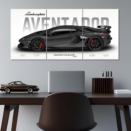Image of Lamborghini Aventador SVJ Poster Split Design Car Posters | Lambo 3 A3 Sized Cars Poster for Wall | Large Size (89 x 42 cm) Lamborghini Wall Decor | Car Posters for Room | Lambo Supercar (B 036)