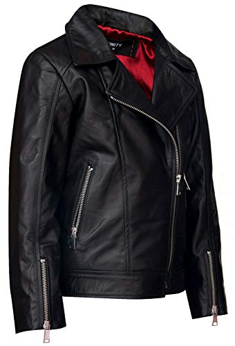 Kids Jackets Girls Designer's 100% Leather Jacket Zip Up Biker Coats (1-13Years)2