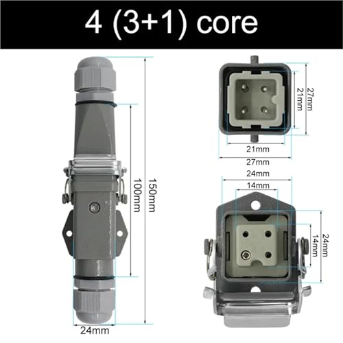 Conector HDC-HA rectangular industrial de aviación de 8 pines y 250V para alta resistencia 2