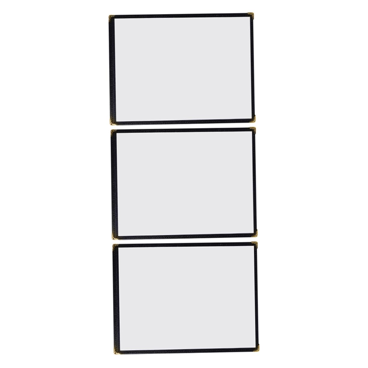VILLFUL 3pcs Menu Cover Restaurant Menu Folder Double Stitched Menu Sleeve Menu Protector Clear Transparent Menu Folders Clear Case Clear Menu Sleeves Clear Menu Binders Black Leather