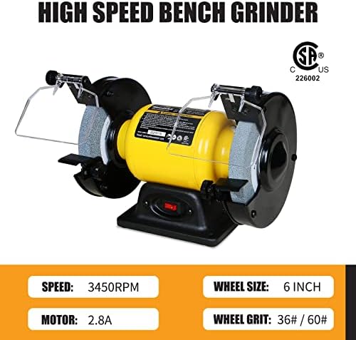 6-Inch High-Speed Bench Grinder, CSA Listed 2.8-Amp Table Grinder for sharpening
