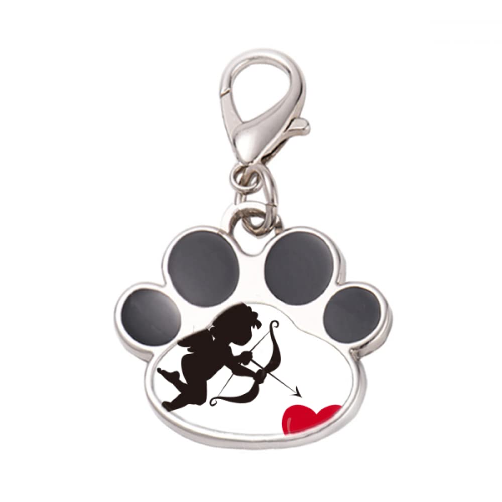 Cupid Angel Red Heart Pattern Pet Tag Keychain Dog Cat ID