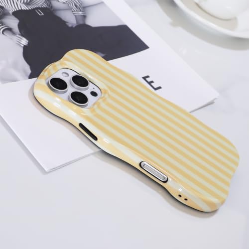 XQAGU for iPhone 16 Pro Case Stripe Pattern Wave Shape Cover Yellow by XQAGU - Used condition - Image 2