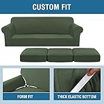H.VERSAILTEX 4 Piece Stretch Sofa Covers for 3 Cushion Couch Covers for Living Room Furniture Slipcovers (Base Cover Plus 3 Seat Cushion Covers) Upgraded Thicker Jacquard Fabric (Sofa, Bronze Green) - Image 4