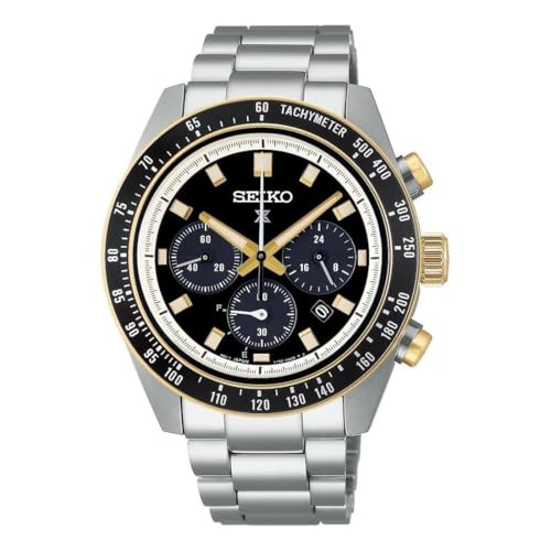 SEIKO (セイコー) Prospex スピードタイマー クロノ SSC941P1 メンズ ソーラーウォッチ スチール ブラックバック ゴールド仕上げ