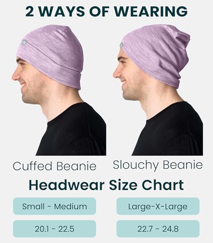 Image of Merino Wool Beanie for Women & Men - 100% Merino Skull Cap 17.5um - All Season Unisex Adult Hat & Socks for Running, Hiking