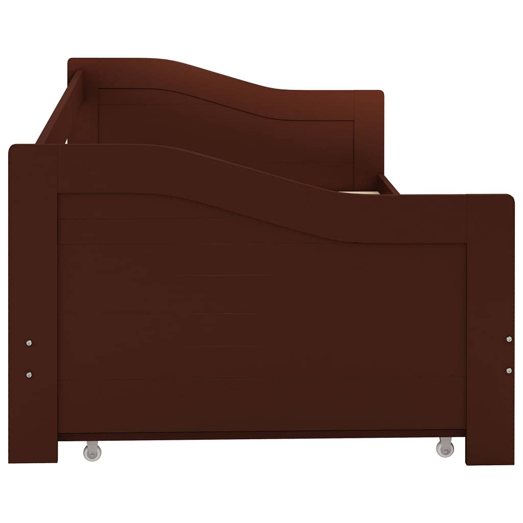 vidaXL Cadre de Lit Extensible Cadre à Lattes Canapé-lit Sommier à Lattes Chambre à Coucher Maison Intérieur Marron Foncé 90x200 cm Bois de Pin