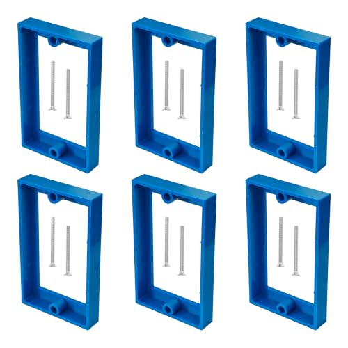Rallonge de boîte de prise électrique de 1,27 cm en ABS bleu avec 12 vis pour installation, lot de 6