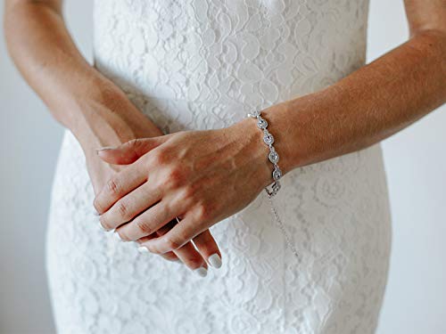 Sweetv Wedding Bridal Bracelet For Brides,Bridesmaid-Crystal Cubic Zirconia Tennis Bracelet Wedding Jewelry, Rose Gold #TOP2