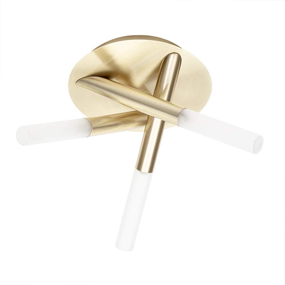 LITECRAFT Cross Ceiling Light Bathroom Semi Flush IP44 Rated 3 Arm - (Satin Brass)