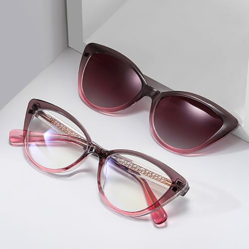 Clip On Sunglasses Polarized Women Tr90 Thick Frame Magnetic Anti Blue Light Cat Eye Glasses3