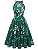 Plus Size Cocktail Tea Party Dress Halter Vintage Prom Dress Summer Floral Formal Wedding Guest Dress Green Flower 2XL #1