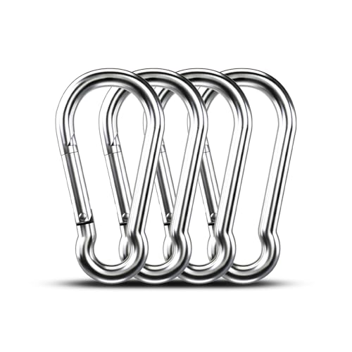 4pcs 4.00 inch Large 304 Stainless Steel Carabiner Clip Hooks Spring Snap