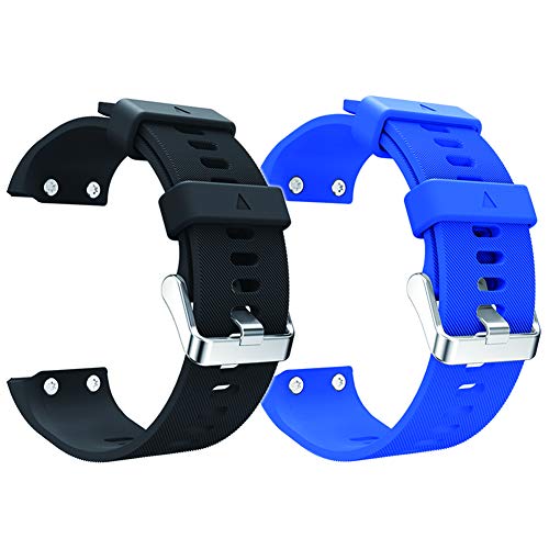 aczer-Y Compatible Replacement Band for Garmin Forerunner 35 Accessories Watchbands, 10 Color Replacement Watch Band with Stainless Buckle and Rubber Strap (Black+Blue)