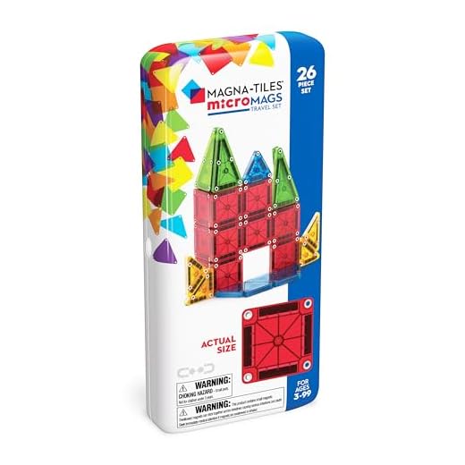 MAGNA-TILES microMAGS 26-Piece Travel Magnetic Construction Set – Bold Colors, The Original Magnetic Building Brand