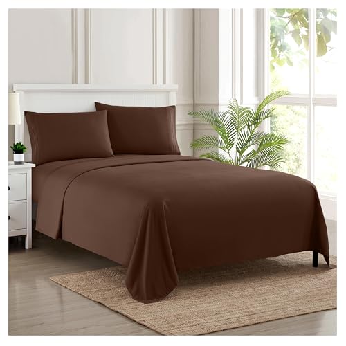 California King Sheet Sets - Breathable Luxury Sheets with Full Elastic & Secure Corner Straps Built In - 1800 Supreme Collection Cal King Deep Pocket Bedding Set, Sheet Set, California King, Brown