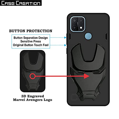 Image of COVERLY Official 3D Touch Feel Trending Real Hero Avengers Logo Mask Soft Rugged Grip TPU Iron Man Super Power Cartoon Movie Silicone Matte Strong Back Cover for Oppo F15 (2020) -HD Black Avenger