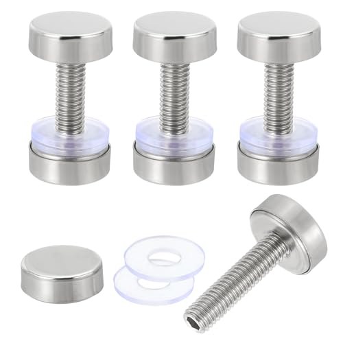 uxcell 4 Pcs Sign Standoff Screws, 0.7"x1.2" Stainless Steel Standoff Nail Advertising Glass Nail for Acrylic Frame Advertising Board Connect and Fix, Glossy Silver