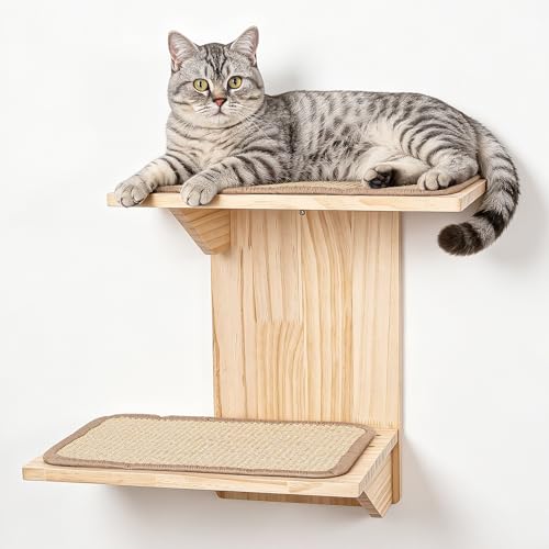 Estantes de pared para gatos forma árbol 2 plataformas miniatura 1