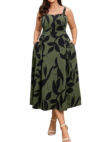 Image of RWJ Women's Plus Size Dresses with Pockets V-Neck Sleeveless Maxi Dress for Wedding Guest Dress Formal Cocktail