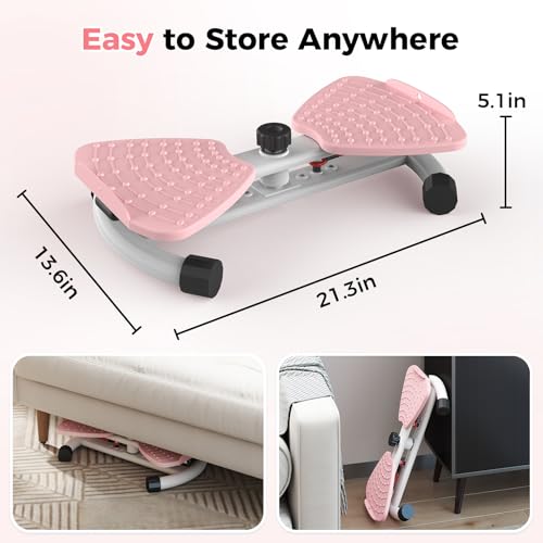 Lazolloa Waist Twister Machine Exercise, Ab Twister Board for Exercise, Waist Twisting Fitness Tool, Core Trainer for Women Belly Fat Loss, Home Gym Workout Equipment, Noiseless, 300 lbs Capacity, Pink