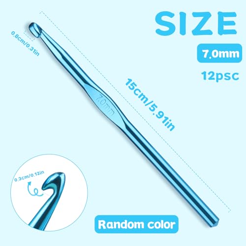 Image of UzecPk 12Pcs 7mm Crochet Hooks, Crochet Needles Aluminum Crochet Hook, Crochet Hooks Bulk Crochet Needles for Crocheting Yarn Knitting Weave Beginners Women Adults