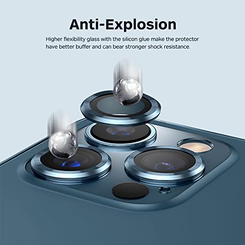 Image of For iPhone 13 Pro Camera Lens Protector & For iPhone 13 Pro Max Camera Lens Screen Protector Tempered Glass, Alloy Metal Ring Guard Lens Cover For iPhone 13 Pro & For iPhone 13 Pro Max- [3 Pack, Gold Diamond