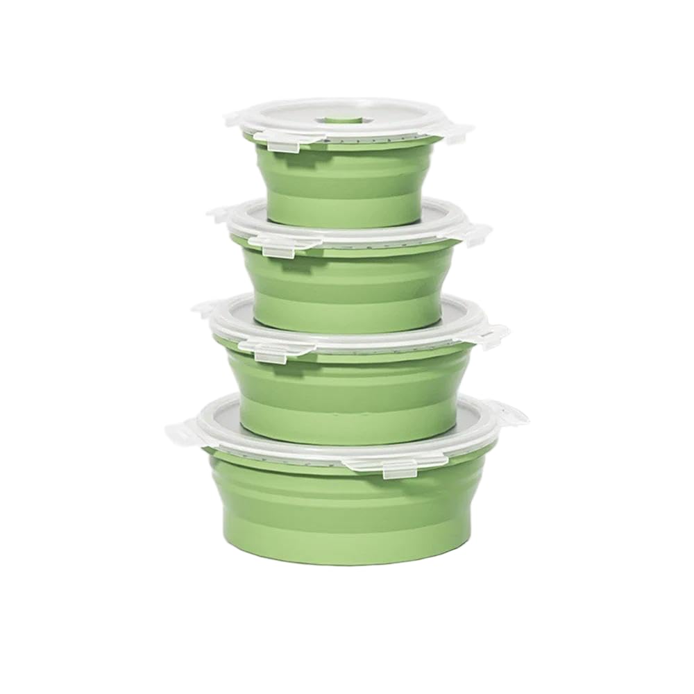 DYRBF - Set di contenitori per alimenti in silicone, pieghevoli, insalatiera con coperchio, portatile