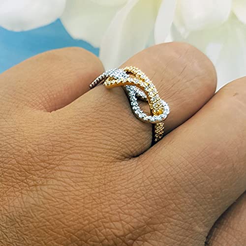 Dazzlingrock Collection 0.45 Carat (Ctw) White & Round Diamond Ladies Cocktail Ring 1/2 Ct | 14K Two Tone White & Yellow Gold, Size 8 #TOP1