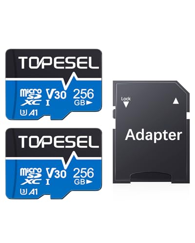 Image of TOPESEL 256GB Micro SD Card 2 Pack, 4K UHD, U3 SDXC TF Card with Adapter High-Speed UHS-I V30 Micro Flash Memory Card for Smartphones, Cameras, Dash Cams(256GB 2Pack)