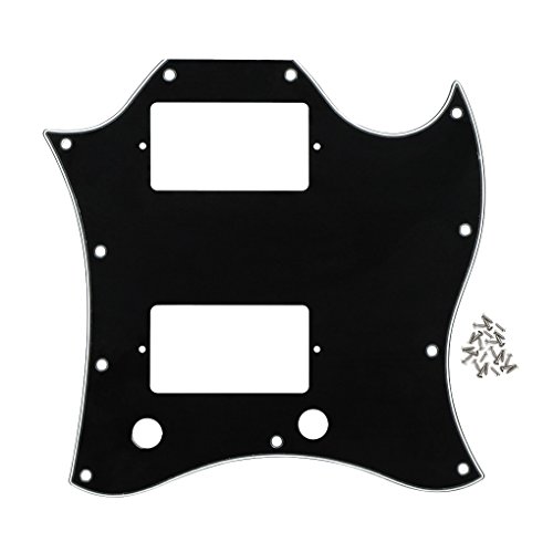 FLEOR 3Ply Black Guitar Scratch Plate Full Face SG Pickguard with Screws Fit SG Standard Guitar Pickguard Replacement