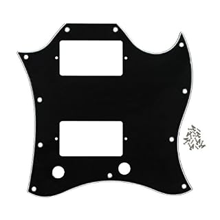 FLEOR – Pickguard SG avec vis pour guitare de style Gibson 3ply black/white/black - Les Beatles, Paul McCartney, John Lennon, RIngo Starr, George Harrison