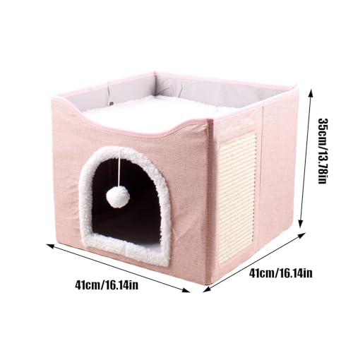 Grotte de grands chats et lit pliable en forme de cube doux pour chat d'intérieur