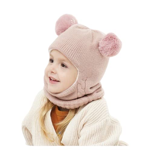 MOMISY Accessories Winter Soft Woolen Monkey Cap with Velvet Lining for Baby Boys Girls Kids, Infant, Toddler- 2-5years, Pack of 1-Light Pink