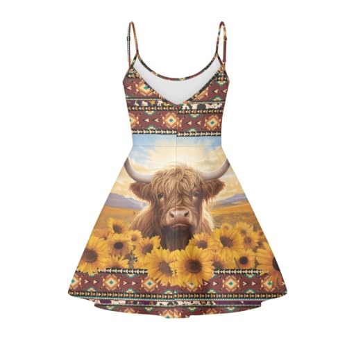 Image of Women's Spaghetti Strap Dress Summer Casual Swing Sundress Girls Beachwear Swing Mini Dress