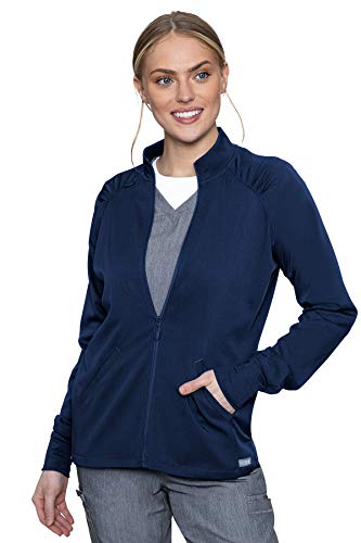 Med Couture Touch Women s Raglan Zip Front Warm Up Jacket, Navy, Small