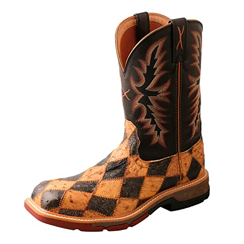 Image of Twisted X Men 11 inch Western Work Boot, Color: Ostrich & Black, Size: 10, Width: D (MXBN006-10-D)