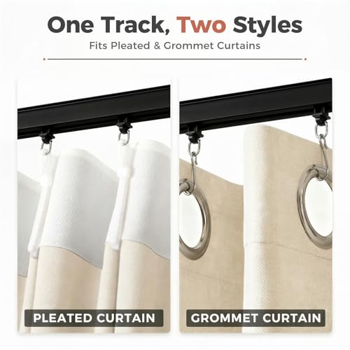 ChadMade Aluminum Ceiling Curtain Track Set with Hooks, 9ft - 12ft Adjustable Length Ceiling/Wall Mount Curtain Rail System For Grommet/Pleated Drape, RV Ceiling Track, Black by ChadMade - Used condition - Image 5