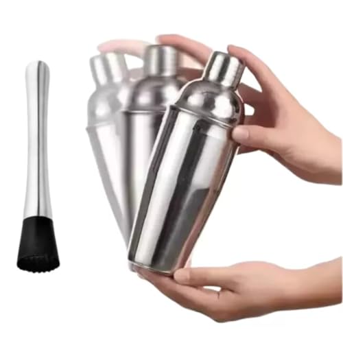 Coqueteleira 750ml + Socador Inox Barman Drinks Caipirinha Bar